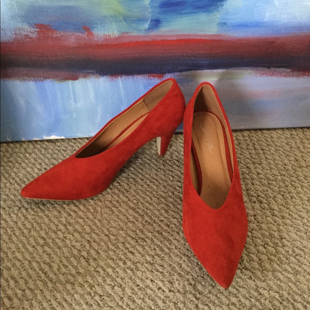 Nasty gal red kitten heel pumps